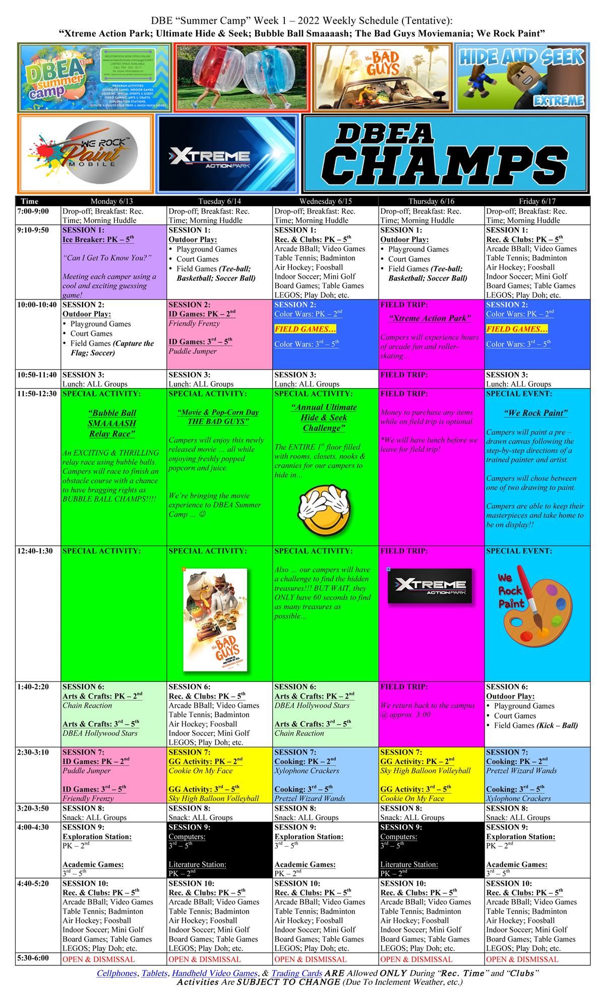 DBEA Week 1.1 Schedule